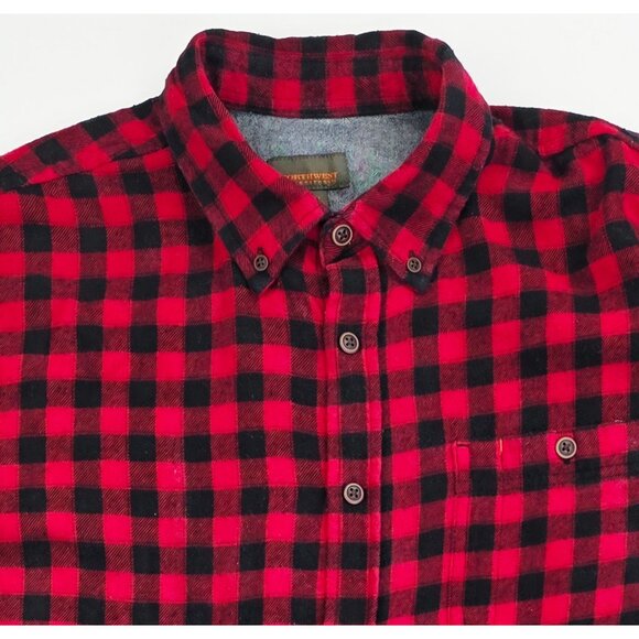 Northwest Territory Size Large Mens Red Black Flannel Button Down Logo Tag Shirt - Picture 1 of 10